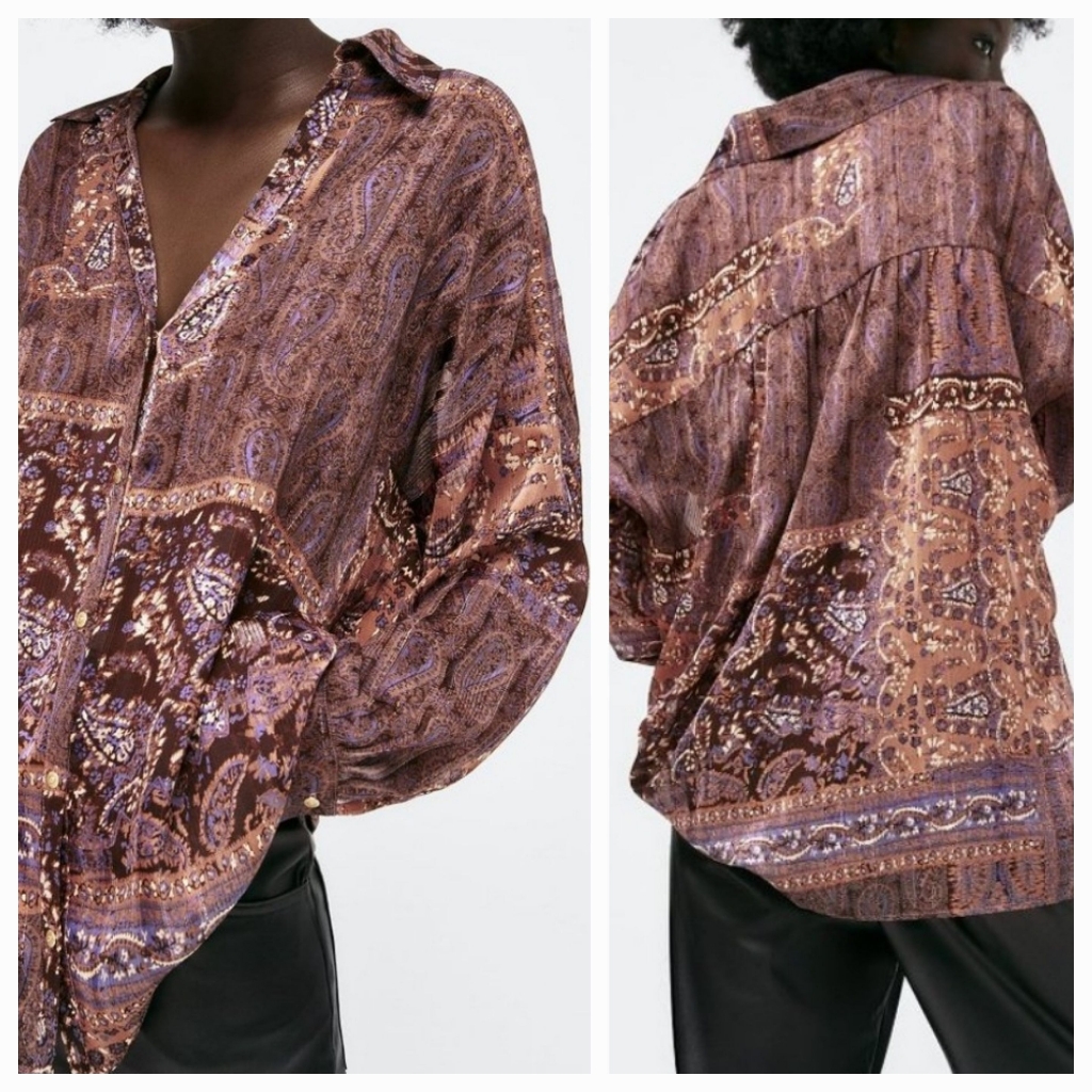 Zara Patchwork Print Blouse